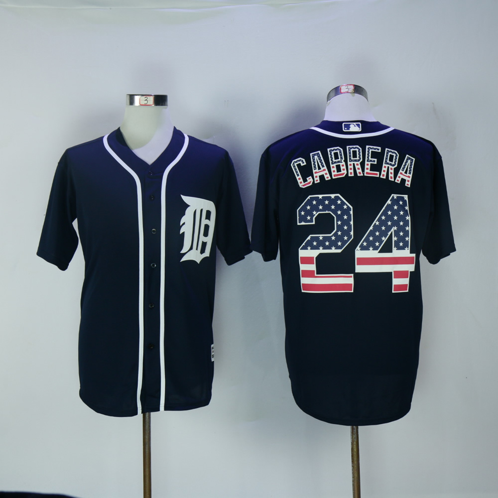 Men Detroit Tigers #24 Cabrera Blue National flag MLB Jerseys